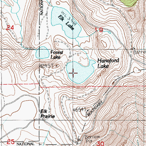 Topographic Map of Hanaford Lake, WA