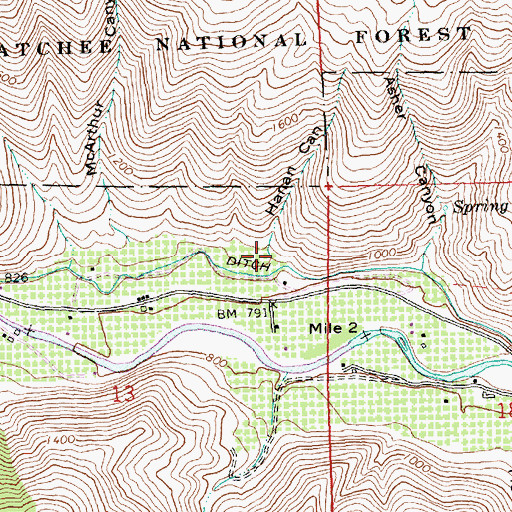 Topographic Map of Hanan Canyon, WA