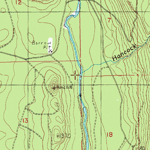 Topographic Map of Hancock Creek, WA