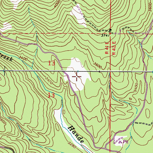 Topographic Map of Hande Meadow, WA