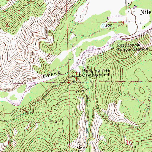 Topographic Map of Hanging Tree Campground, WA