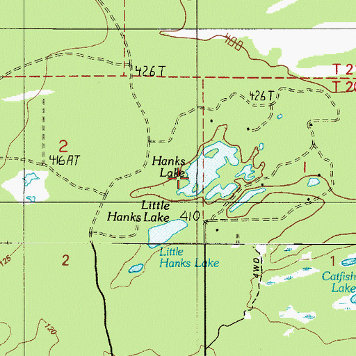 Topographic Map of Hanks Lake, WA