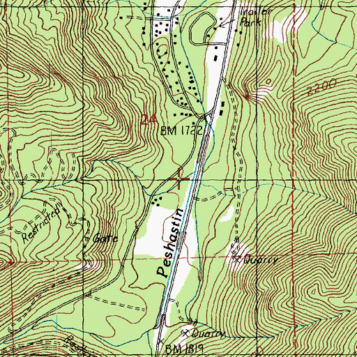 Topographic Map of Hansel Creek, WA