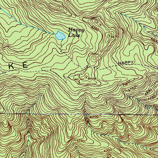 Topographic Map of Happy Lake Ridge, WA