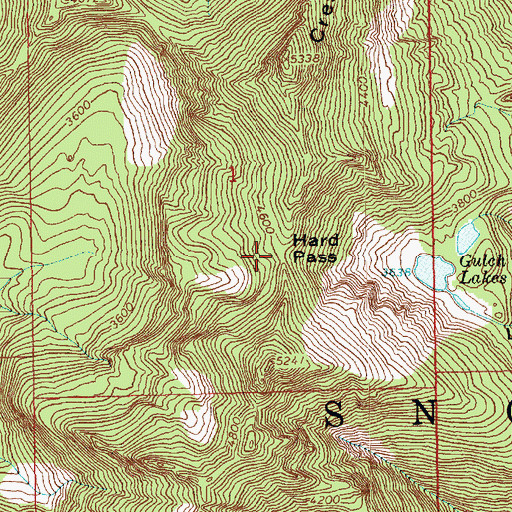 Topographic Map of Hard Pass, WA
