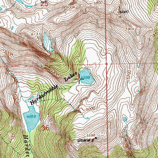Topographic Map of Hardscrabble Lakes, WA