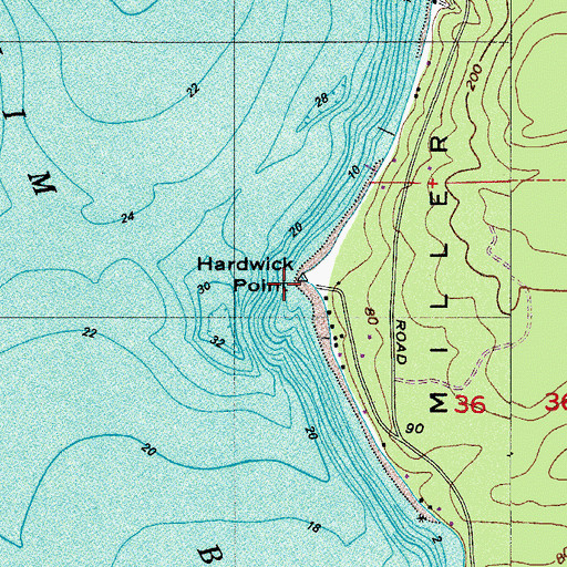 Topographic Map of Hardwick Point, WA