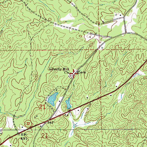 Topographic Map of Liberty Hill Primitive Baptist Church, AL