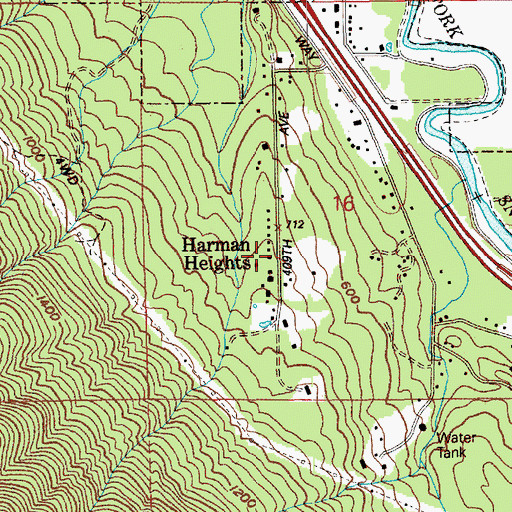 Topographic Map of Harman Heights, WA