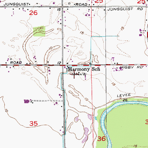Topographic Map of Harmony School, WA
