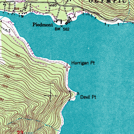Topographic Map of Harrigan Point, WA
