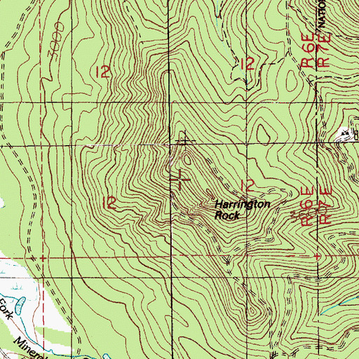 Topographic Map of Harrington Rock, WA