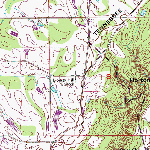 Topographic Map of Liberty Hill Baptist Church, AL