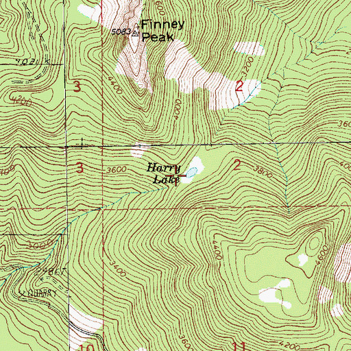 Topographic Map of Harry Lake, WA