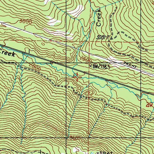 Topographic Map of Hart Creek, WA