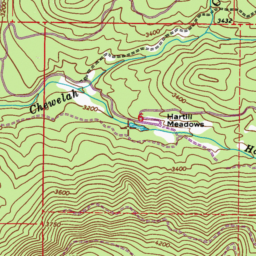 Topographic Map of Hartill Meadows, WA