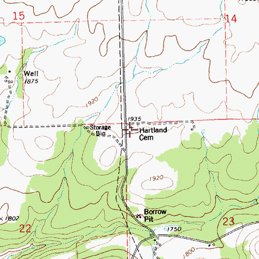 Topographic Map of Hartland Lone Pine Cemetery, WA