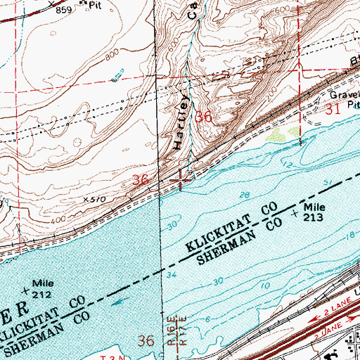 Topographic Map of Hartley Canyon, WA