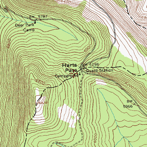 Topographic Map of Harts Pass, WA