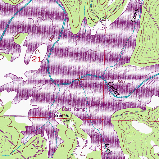 Topographic Map of Lick Creek, AL