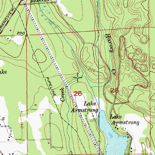 Topographic Map of Harvey Creek, WA