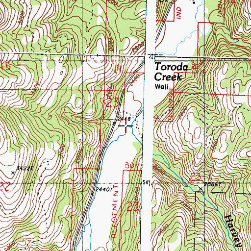 Topographic Map of Harvey Creek, WA