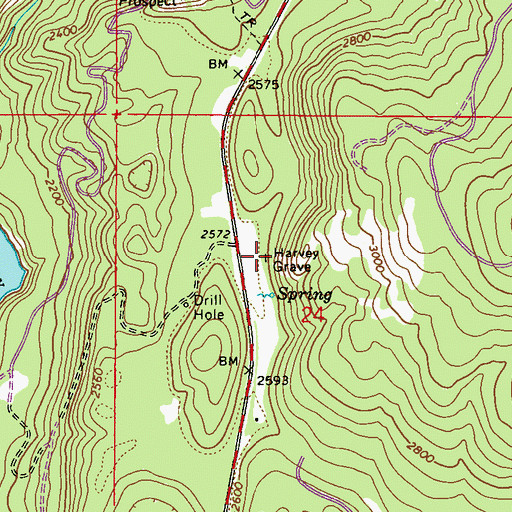 Topographic Map of Harvey Grave, WA