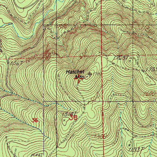 Topographic Map of Hatchet Mountain, WA