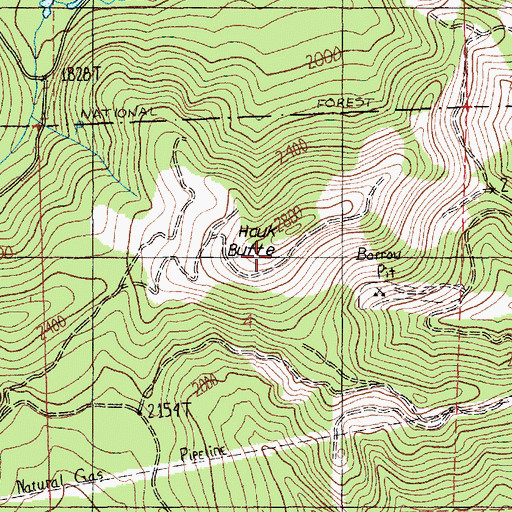 Topographic Map of Hauk Butte, WA