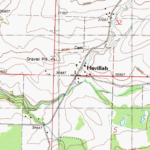 Topographic Map of Havillah, WA