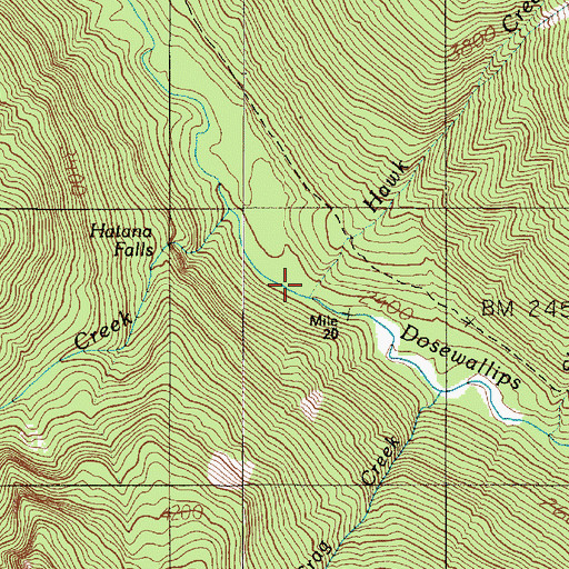 Topographic Map of Hawk Creek, WA