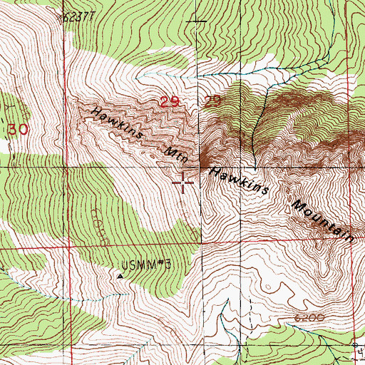 Topographic Map of Hawkins Mountain, WA