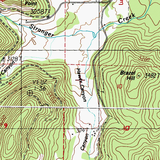 Topographic Map of Hawks Canyon, WA