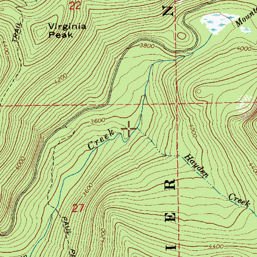 Topographic Map of Hayden Creek, WA