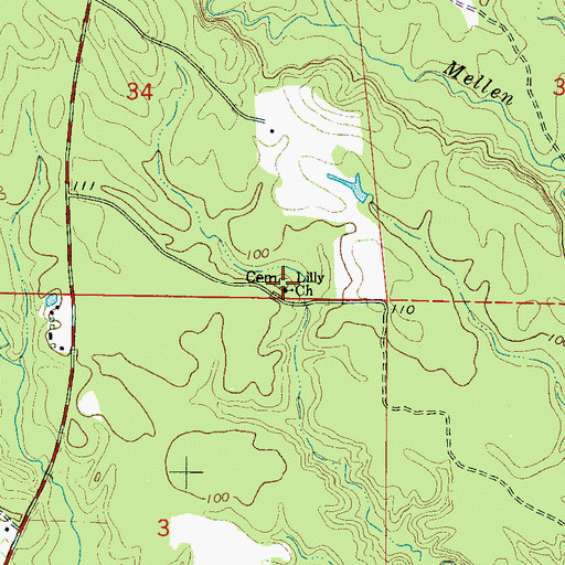 Topographic Map of Lily Baptist Church, AL