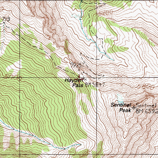 Topographic Map of Hayden Pass, WA