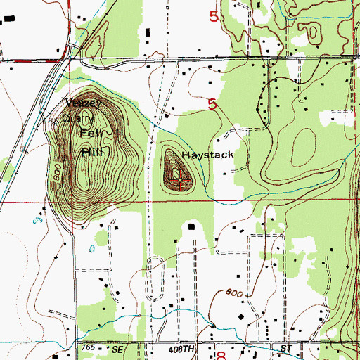 Topographic Map of Haystack, WA