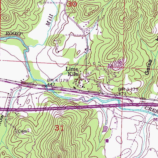 Topographic Map of Lime Kiln, AL