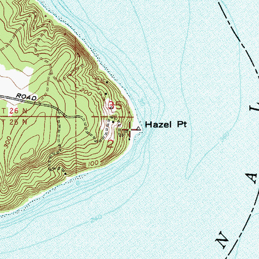 Topographic Map of Hazel Point, WA
