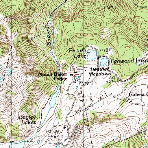 Topographic Map of Heather Meadows, WA