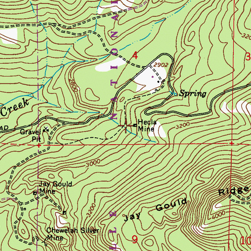Topographic Map of Hecla Mine, WA
