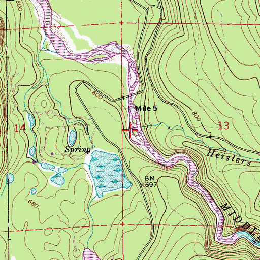 Topographic Map of Heislers Creek, WA