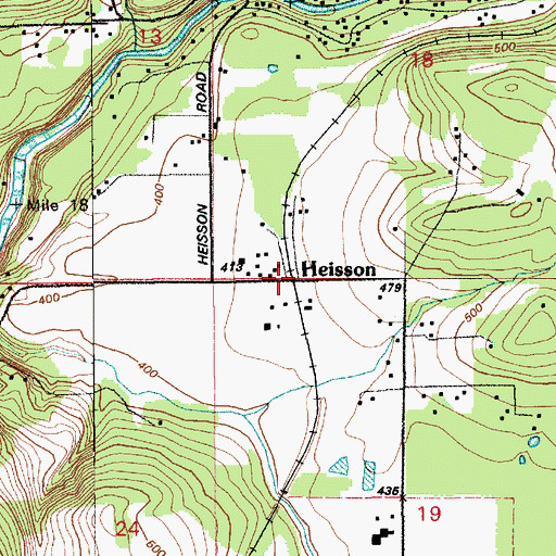 Topographic Map of Heisson, WA