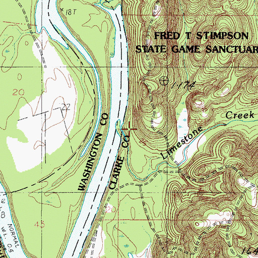 Topographic Map of Limestone Creek, AL