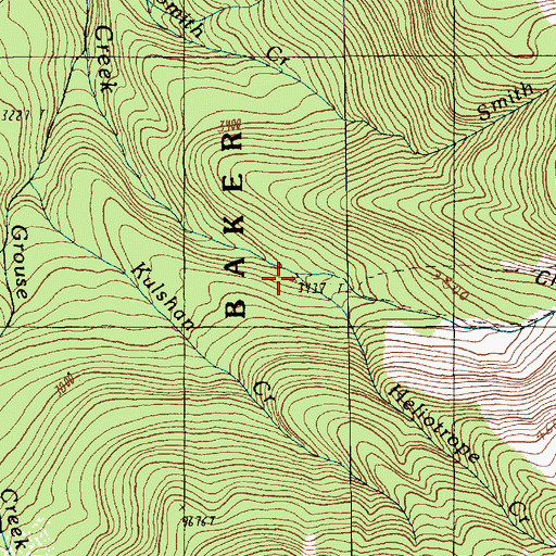 Topographic Map of Heliotrope Creek, WA