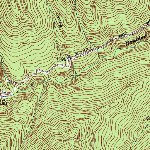 Topographic Map of Hell Creek, WA