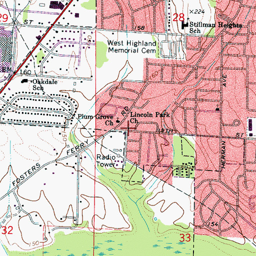 Topographic Map of Phillips Temple Church of God, AL