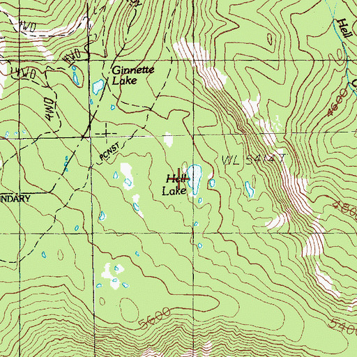 Topographic Map of Hell Lake, WA