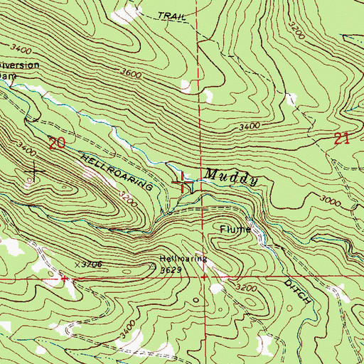 Topographic Map of Hellroaring Creek, WA