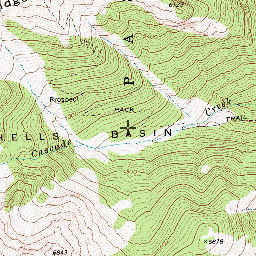 Topographic Map of Hells Basin, WA